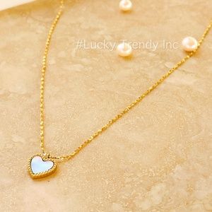 Lucky Trendy 18K Gold Plated Necklace w/ Heart Shape Pendant, 16"